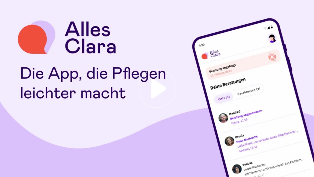 Alles Clara - Die App, die Pflegen leichter macht - Mock Up Handy 